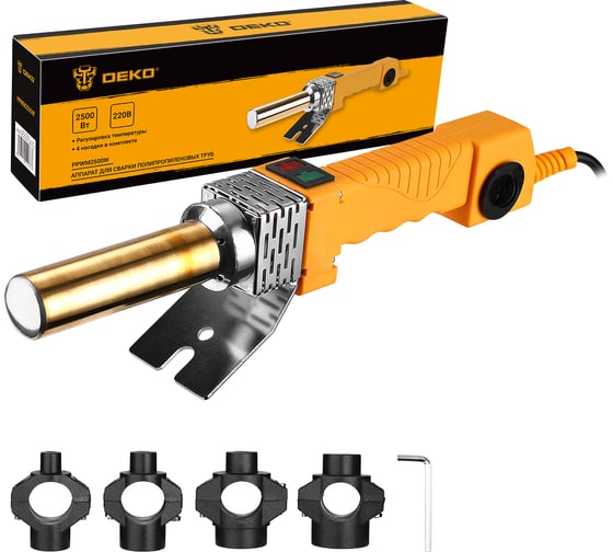 Изображение товара Аппарат для сварки полипропиленовых труб DEKO в металлическом кейсе, 4 насадки (16-32 мм) PPWM2500W 063-4248