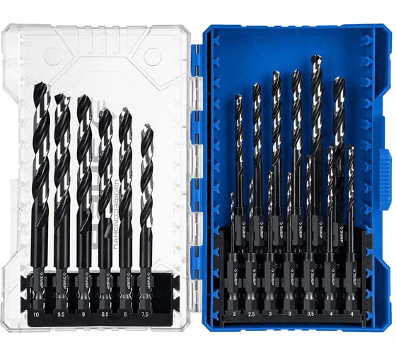 Изображение товара Набор сверл по металлу ЗУБР Impact Ready НЕХ-1/4, 19 шт, для винтовертов и шуруповертов 29623-H19_z02