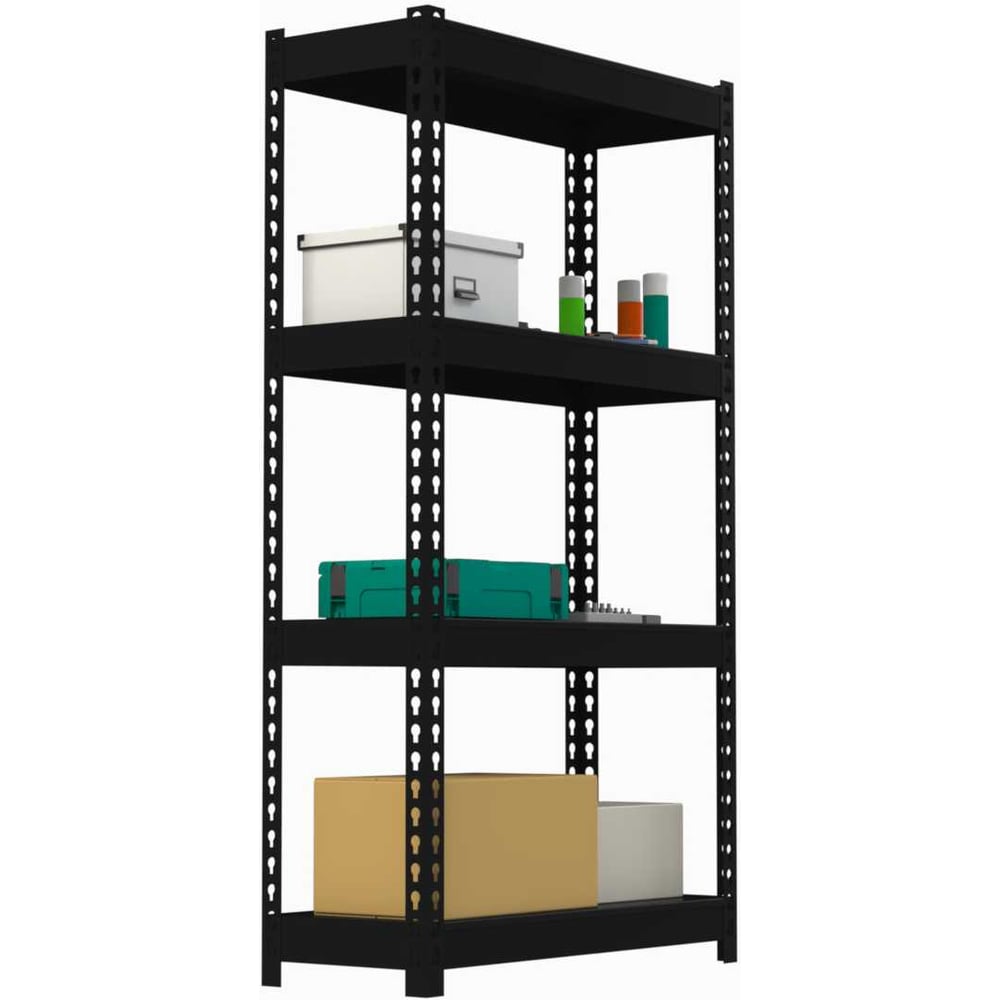 Изображение товара Стеллаж ООО Металекс HARD 1800х1200х600 4 полки чёрный сборный