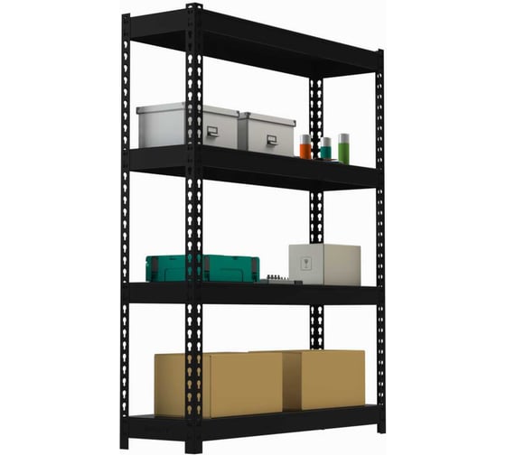 Изображение товара Стеллаж ООО Металекс HARD 2200х1400х600 4 полки (чёрный) / 106426