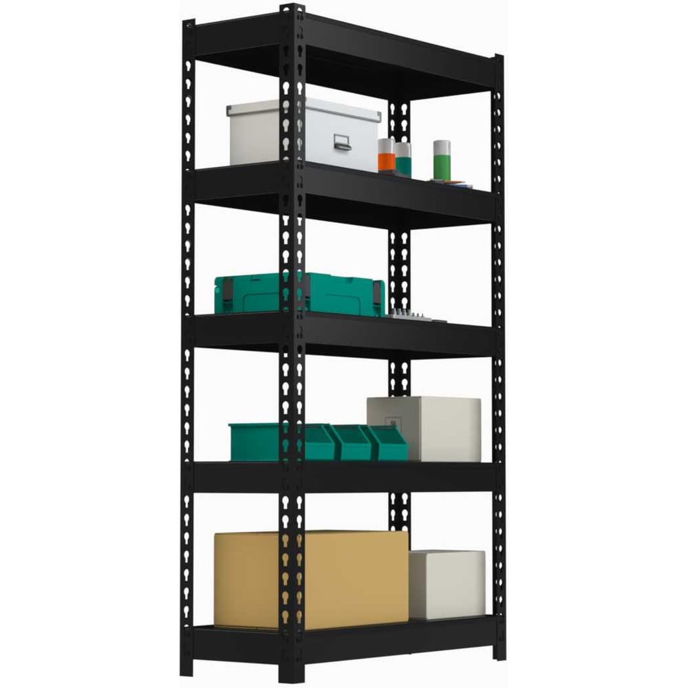 Изображение товара Стеллаж ООО Металекс HARD 2200х1000х600 5 полок черный - прочное складское решение