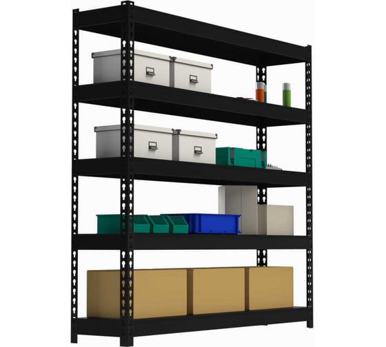 Изображение товара Стеллаж ООО Металекс HARD 2200х1800х500 5 полок (чёрный) / 106468