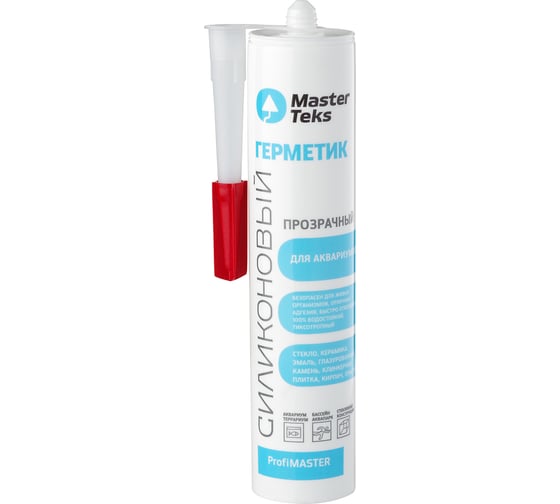 Изображение товара Силиконовый герметик MASTERTEKS для аквариумов и стекла  Profimaster, 290 мл, прозрачный 279689