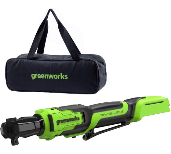 Изображение товара Гайковерт-трещотка аккумуляторная GreenWorks GD24RW, 24V,б/щет,0-250об/мин, 1/2, 80Нм, 70 мм,1x2Ач,ЗУ, сумка, коробка 3804007VUA
