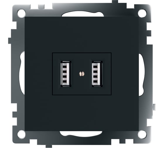 Изображение товара 2-местная USB розетка STEKKER механизм, 250В, 2,4А, серия Катрин, GLS10-7115-05, черный 39616
