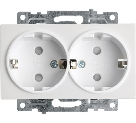 Изображение товара 2-местная розетка STEKKER с защитной шторкой механизм с заземлением, 16А, Катрин, GLS16-7114-01, белый 39574