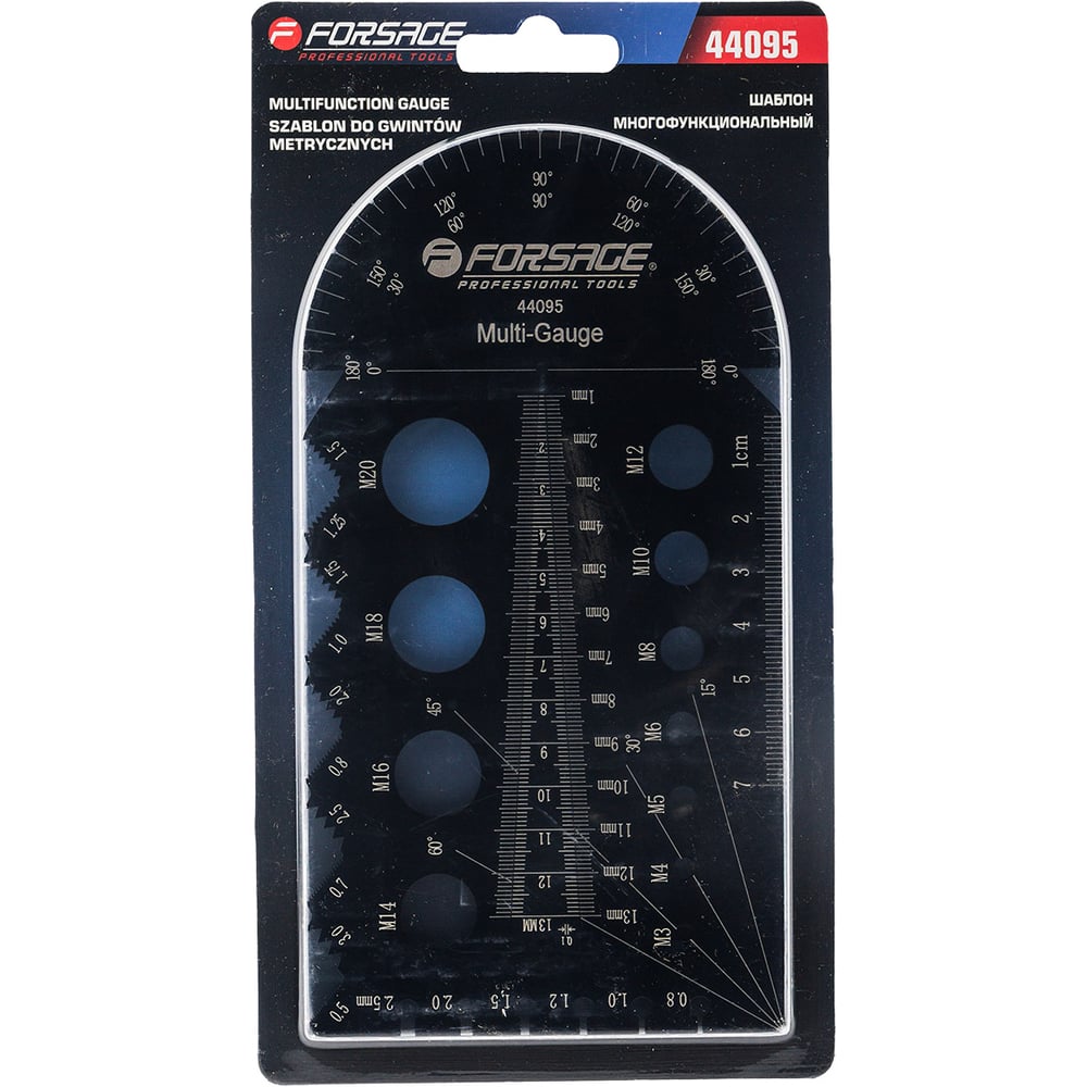Изображение товара Многофункциональный шаблон Forsage F-44095(63717) для измерения резьб и размеров