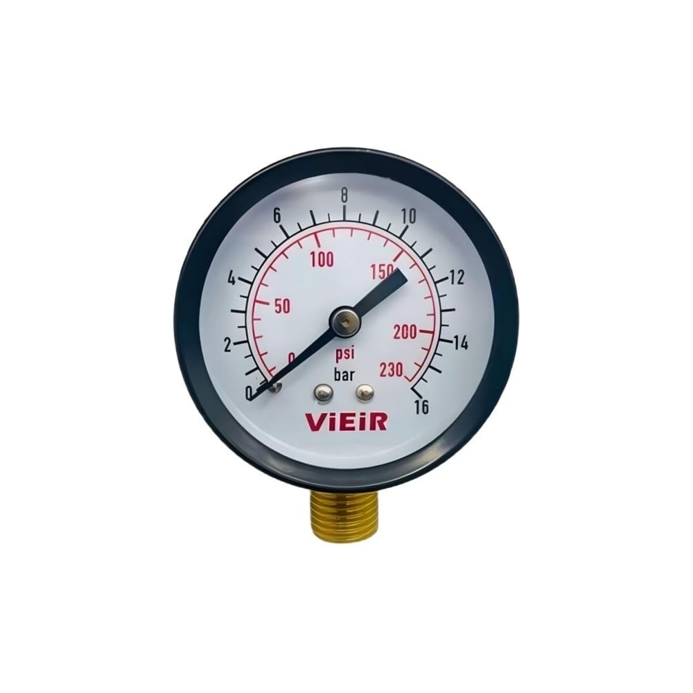 Изображение товара Манометр ViEiR 16 бар радиальный вертикальный с нижним подключением YLA16