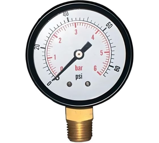 Изображение товара Манометр вертикальный ViEiR 6 бар радиальный с нижним подключением для систем отопления и водоснабжения YLA6