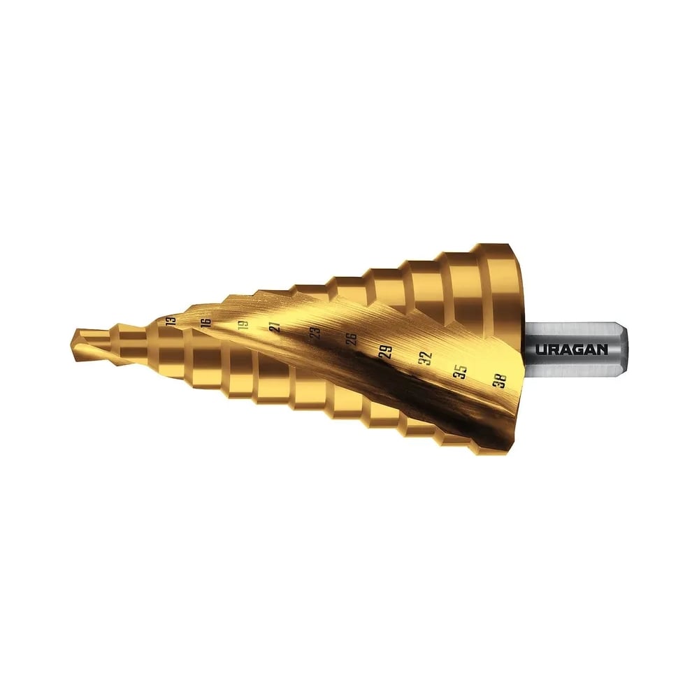 Изображение товара Сверло ступенчатое Uragan 6-38мм 12 ступеней HSS металл