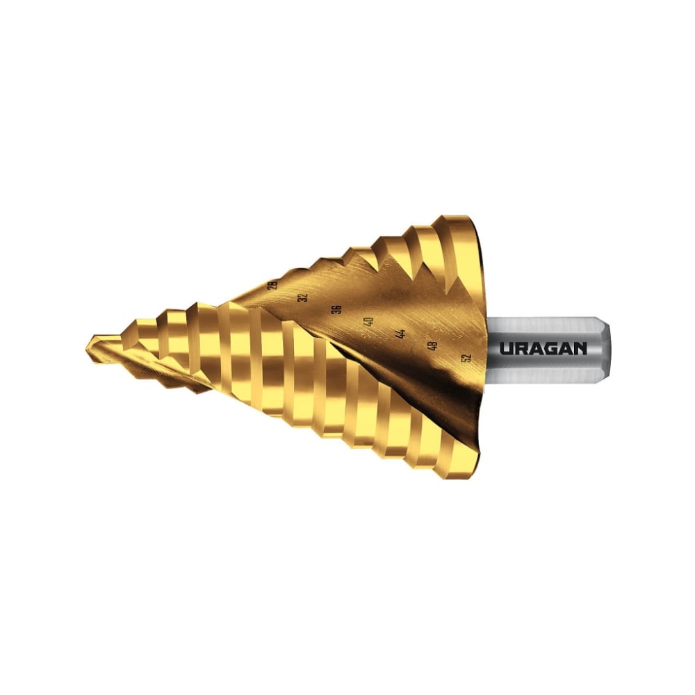 Изображение товара Углеродное ступенчатое сверло Uragan 6-52мм 12 ступеней HSS