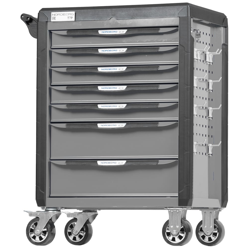 Изображение товара Тележка инструментальная NORDBERG T7P(G) с 7 выдвижными ящиками серый профессиональная