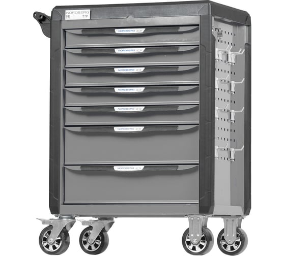 Изображение товара Тележка инструментальная NORDBERG 7 выдвижных ящиков, с системой защиты от опрокидывания, серая T7P(G)