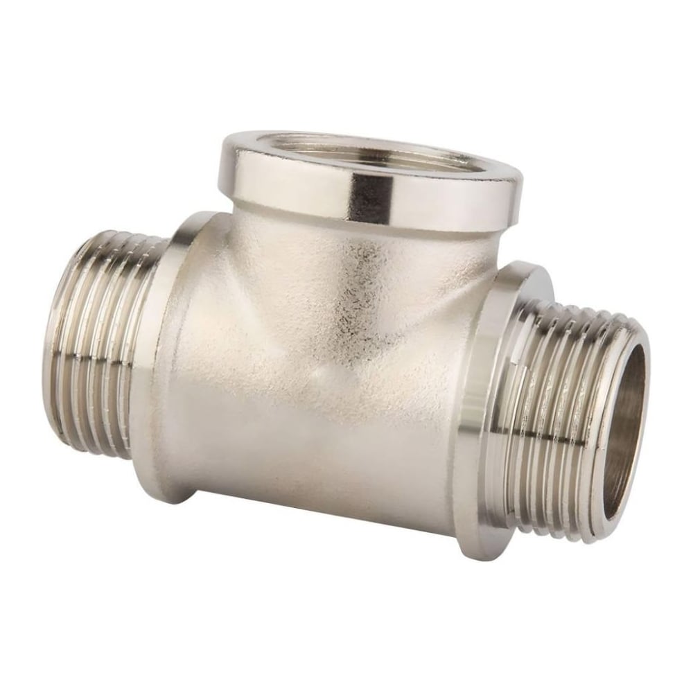 Изображение товара Тройник никелированный ViEiR 3/4 гайка x 3/4 штуцер x 3/4 гайка профессиональный фитинг