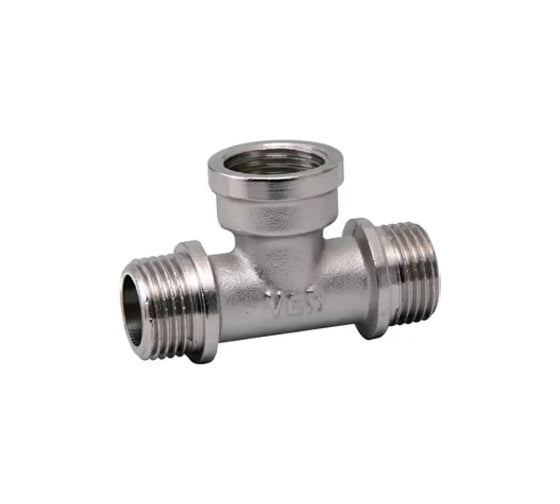 Изображение товара Тройник никелированный ViEiR 3/4 штуцер x 1/2 гайка x 3/4 штуцер THFHN434