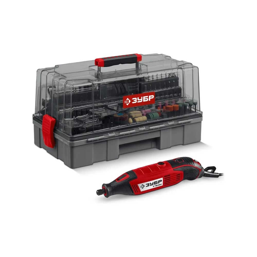 Изображение товара Набор мини-насадок с гравером ЗУБР 245 предметов, 160 Вт, профессиональный