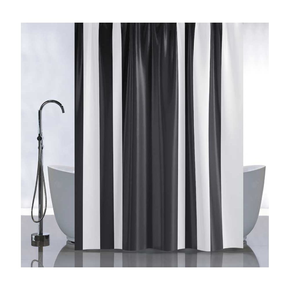 Изображение товара Штора САНАКС с черными вертикальными полосами для ванной 180х180 см