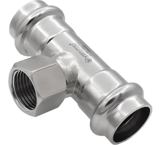 Изображение товара Тройник нержавеющий VIEIR 28х1/2 гайка х28 используется для перехода с магистрали 28 мм на приборы 1/2 VPTF28328