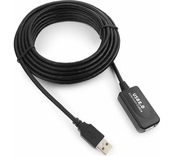 Изображение товара Кабель-удлинитель Cablexpert USB2.0 активный, AM/AF, медь, двойн. экран, 4.8м, черн, пакет UAE016-BLACK