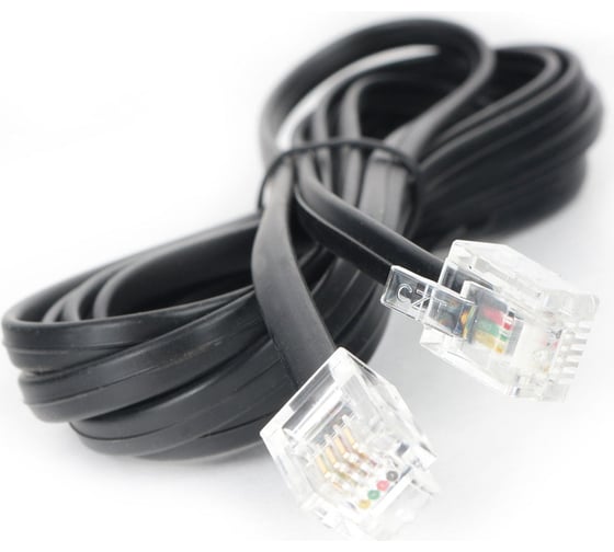 Изображение товара Телефонный кабель аппарат-розетка Cablexpert 2 м черный TC6P4C-2M-BK