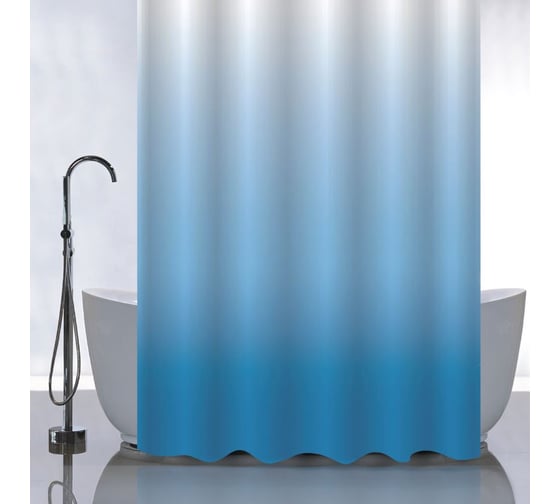 Изображение товара Штора САНАКС с рисунком, переход - синий, в ванную комнату, без колец, полиэстер 180х180 см 01-104