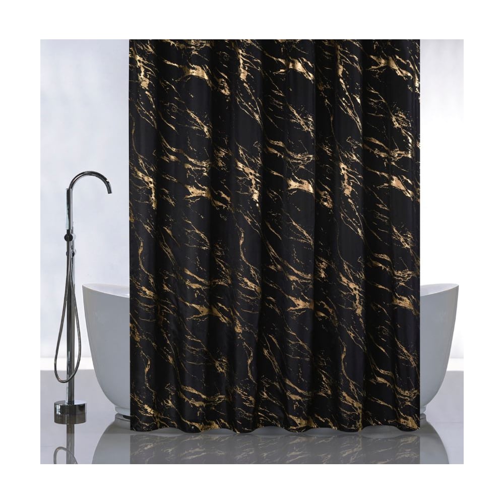 Изображение товара Штора САНАКС черный мрамор с золотом 180x180 см для ванной