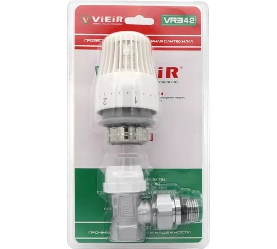 Изображение товара Вентиль термостатический угловой ViEiR 1/2, с термоголовкой, для управления температурой радиатора VR342