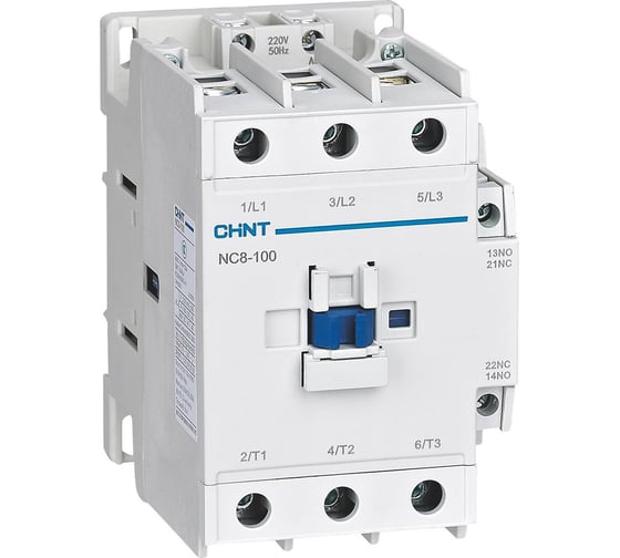 Изображение товара Контактор CHINT NC8-100/W 3P 100А AC/DC (100~250В) 1НО+1НЗ (R) 506525