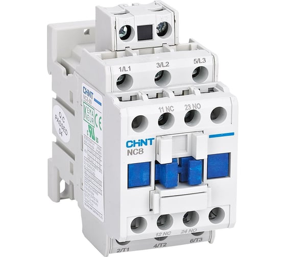 Изображение товара Контактор CHINT NC8-09/W 3P 9А AC/DC (100~250В) 1НО+1НЗ (R) 572269