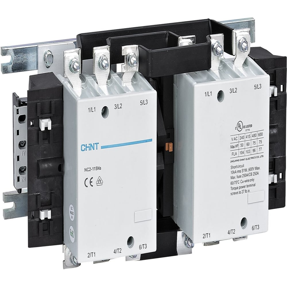 Изображение товара Контактор CHINT NC2-115NS реверс 115А 230В с монтажной платой