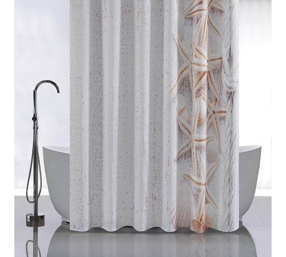 Изображение товара Штора САНАКС с рисунком, морская звезда, в ванную комнату, без колец - полиэстэр, 180 х 180 см 01-94