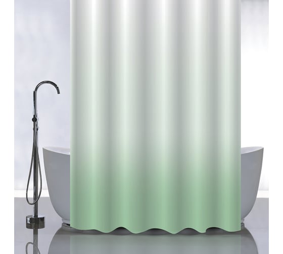 Изображение товара Штора САНАКС с рисунком, переход - салатовый, в ванную комнату, без колец, полиэстер 180 х180 см 01-105