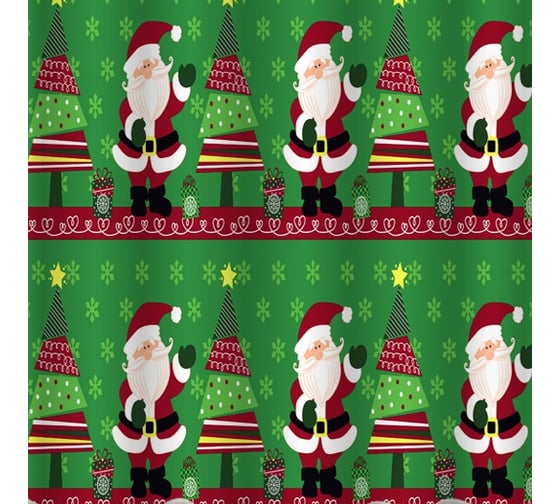 Изображение товара Штора САНАКС с рисунком, дед мороз, в ванную комнату, без колец, полиэстэр 01-55