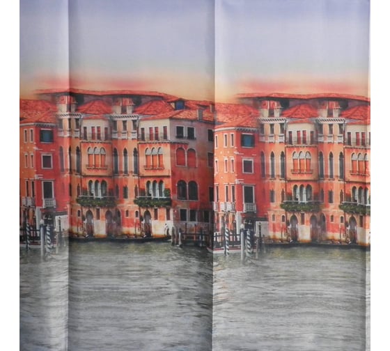 Изображение товара Штора САНАКС с рисунком, венеция, в ванную комнату, без колец, полиэстэр 01-45