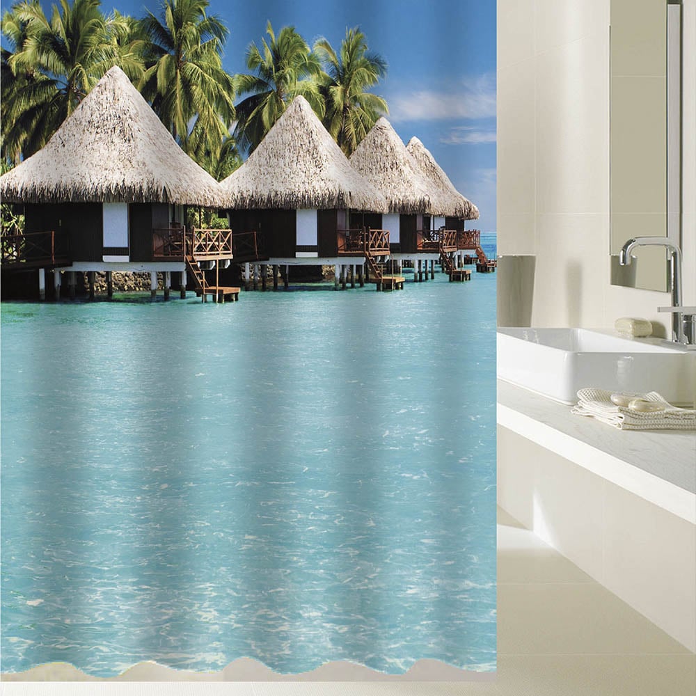 Изображение товара Шторка в ванную комнату BRIMIX с фотопечатью РАЙСКИЙ ОСТРОВ 02-14