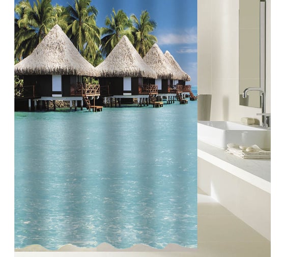 Изображение товара Шторка в ванную комнату BRIMIX фотопечать, РАЙСКИЙ ОСТРОВ 02-14