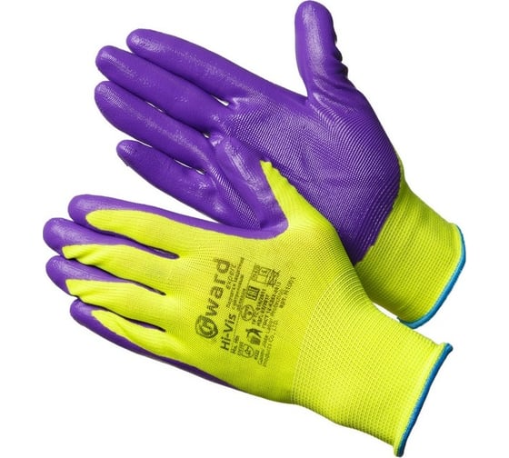 Изображение товара Перчатки для механических работ GWARD Hi-Vis с нитриловым покрытием, 12 пар, р. 10/XL N1001XL