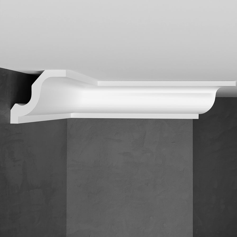 Изображение товара Потолочный карниз Stenopol 55х52х2000 мм для натяжных и покрасочных потолков