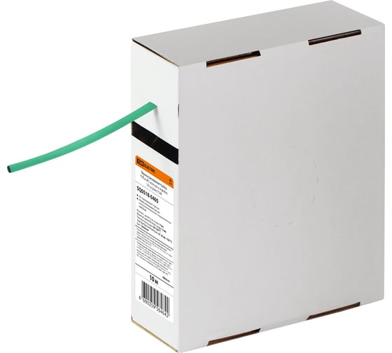 Изображение товара Термоусадочная трубка TDM ELECTRIC ТУТнг 4/2 зеленая в коробке, упаковка 10 метров SQ0518-0405