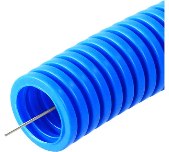 Изображение товара Гофрированная труба Промрукав ПП лёгкая 350 Н не распространяющая горение синяя д20 10м PR02.0252