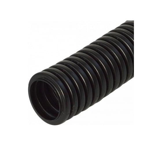 Изображение товара Гофрированная труба Промрукав ПП лёгкая 350 Н безгалогенная HF разрезная черная д32 10м/уп PR02.0249