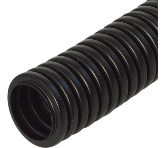 Изображение товара Гофрированная труба Промрукав ПП лёгкая 350 Н безгалогенная HF разрезная черная д20 10м/уп PR02.0245