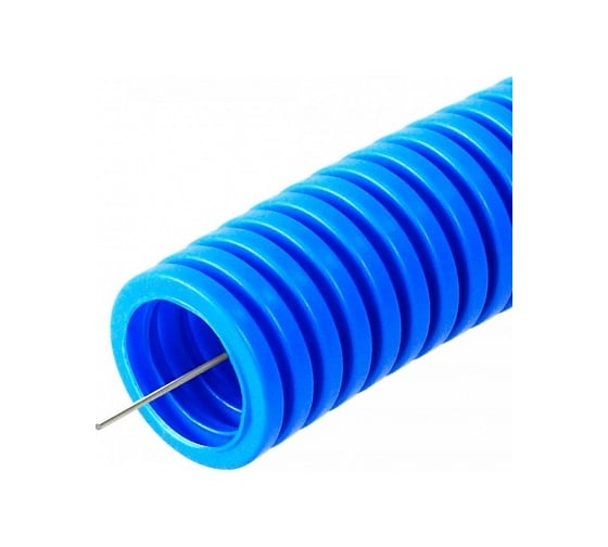 Изображение товара Гофрированная труба Промрукав ПП лёгкая 350 Н не распространяющая горение синяя д25 10м PR02.0254