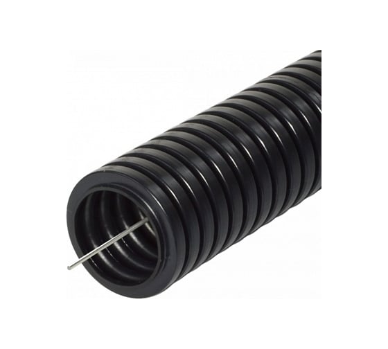 Изображение товара Гофрированная труба Промрукав ПА негорючая НГ стойкая к ультрафиолету УФ черная с/з д25 25м PR02.0269