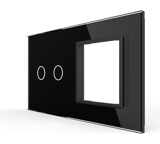 Изображение товара Панель для сенсорного выключателя и розетки LIVOLO 2 клавиши, цвет черный, стекло BB-C7-C2/SR-12