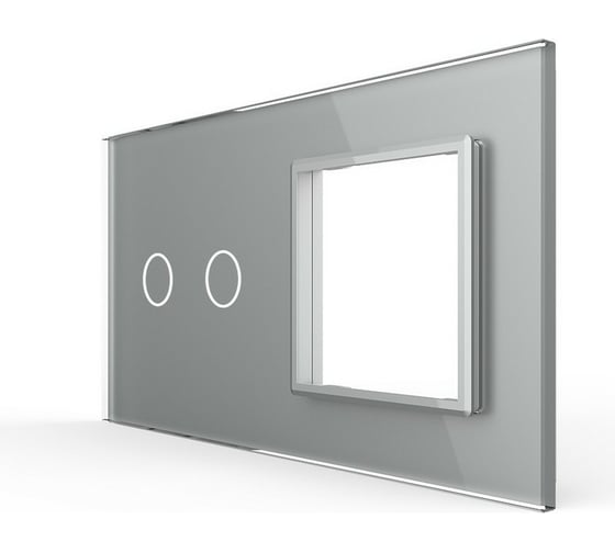 Изображение товара Панель для сенсорного выключателя и розетки LIVOLO 2 клавиши, цвет серый, стекло BB-C7-C2/SR-15