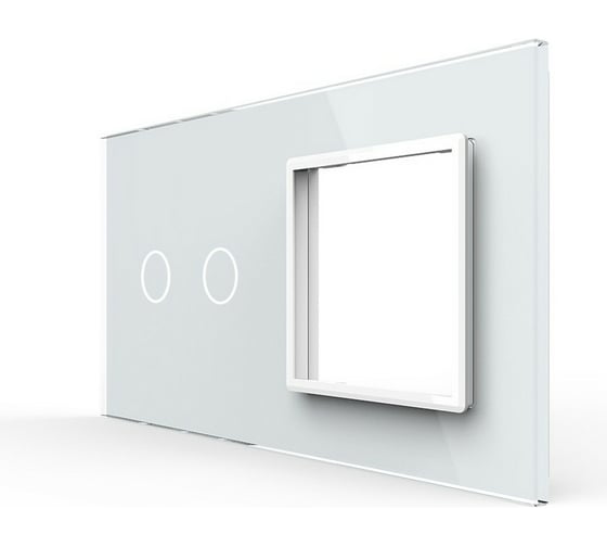 Изображение товара Панель для сенсорного выключателя и розетки LIVOLO 2 клавиши, цвет белый, стекло BB-C7-C2/SR-11