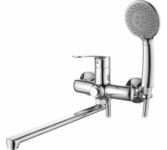 Изображение товара Смеситель для ванны LEDEME с длинным поворотным изливом 40 см, дивертор-кнопка L2372 97956