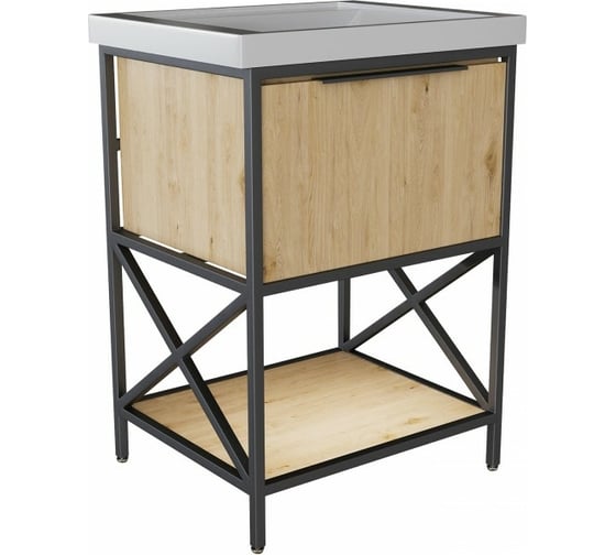 Изображение товара Тумба для ванной комнаты под умывальник Fest 60 MIXLINE БРУКЛИН-60 Дуб Бунратти ЛДСП 548234