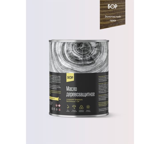 Изображение товара Масло деревозащитное атмосферостойкое БОР ЗОЛОТИСТЫЙ ОРЕХ (БАН 2,2 КГ / 6 ШТ) 4690417147342